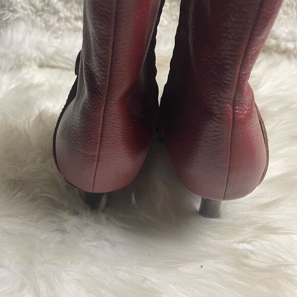 Colin Stuart leather Red Burgundy ankle boots 3”heels silver tone accent SZ11 - Picture 5 of 12